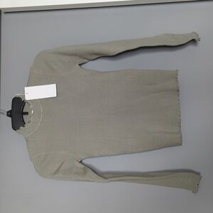 NWT. Women's LUSH turtle neck. Ruffled hem. Fitted. Size Small. Sage green.